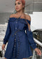 Blue Denim Hippie Mini Dress